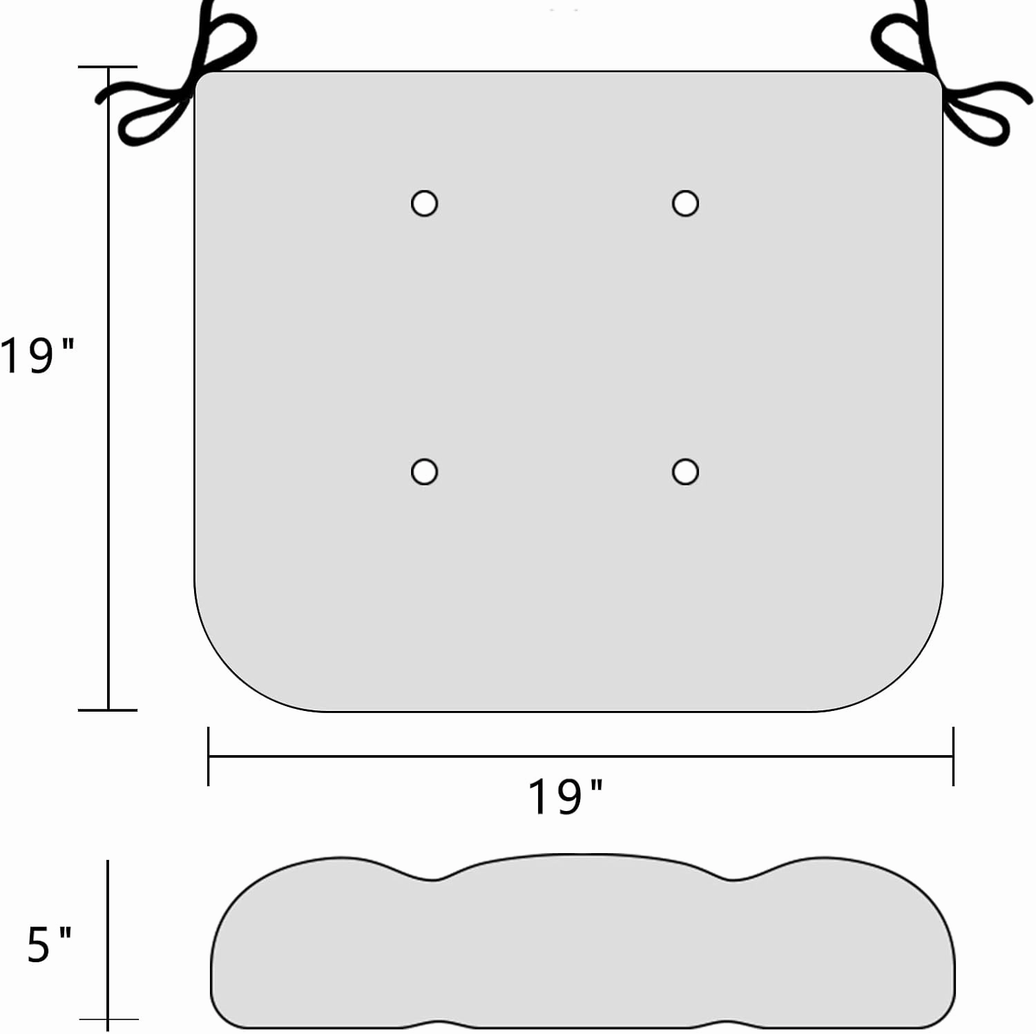 Outdoor Tufted Wicker Cushions Seat Cushions for Patio Furniture Set of 2, 19x19 Outdoor Chair Cushions Weather Resistant Patio Furniture Cushions with Ties for Wicker Chair (Light Brown)