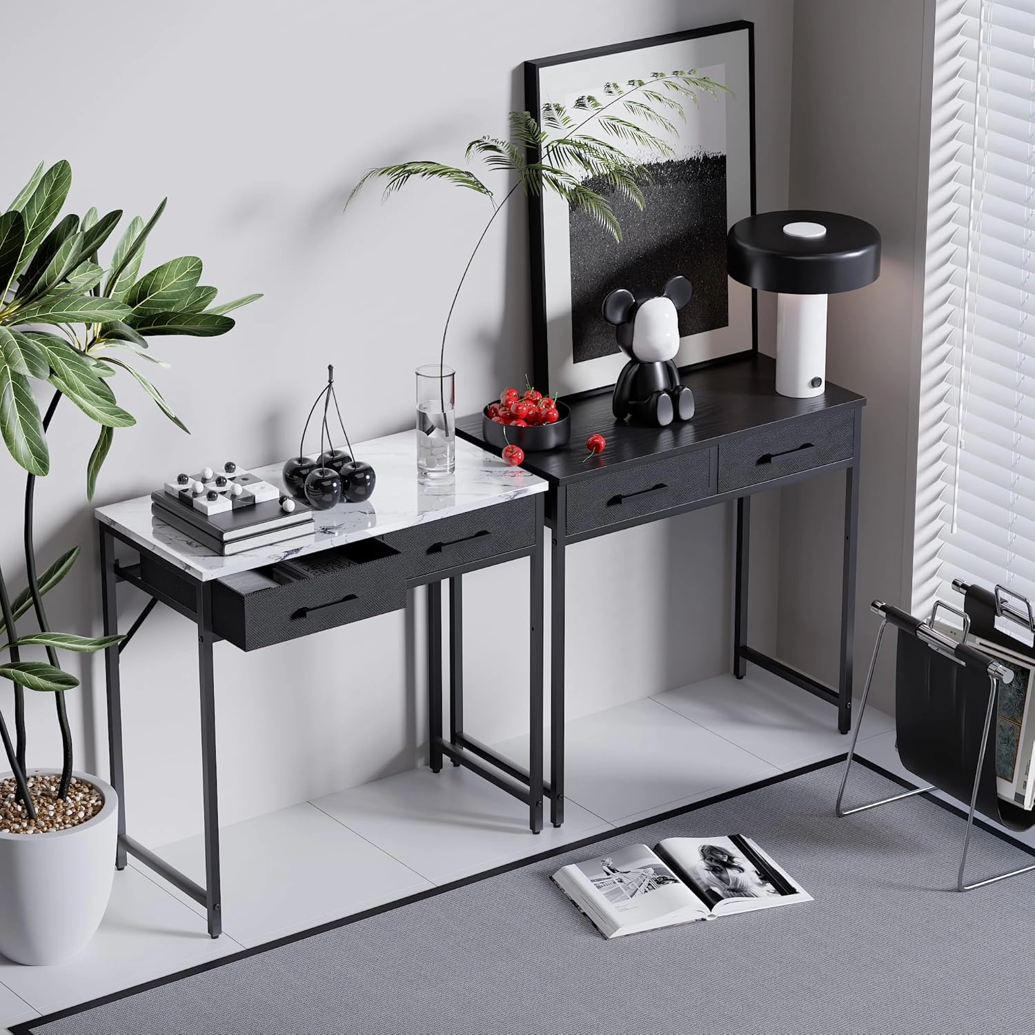 Pamray 32 Inch Small Computer Desk with 2 Drawers for Bedroom Study Writing Home Office Table for Small Spaces Brown
