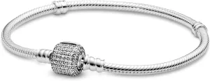 Pandora Bracelet 590723CZ-16 Women's Silver Signature Moments Closing Zirconia, 16cm, 6.3"