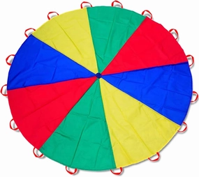 Parachute 12ft/ 10ft/ 6.5ft - Kids Play Gymnastics Parachute with Handles for Group Team Cooperative Games,Indoor Outdoor Gym Class Rainbow Parachute Birthday Church VBS Activity Supplies