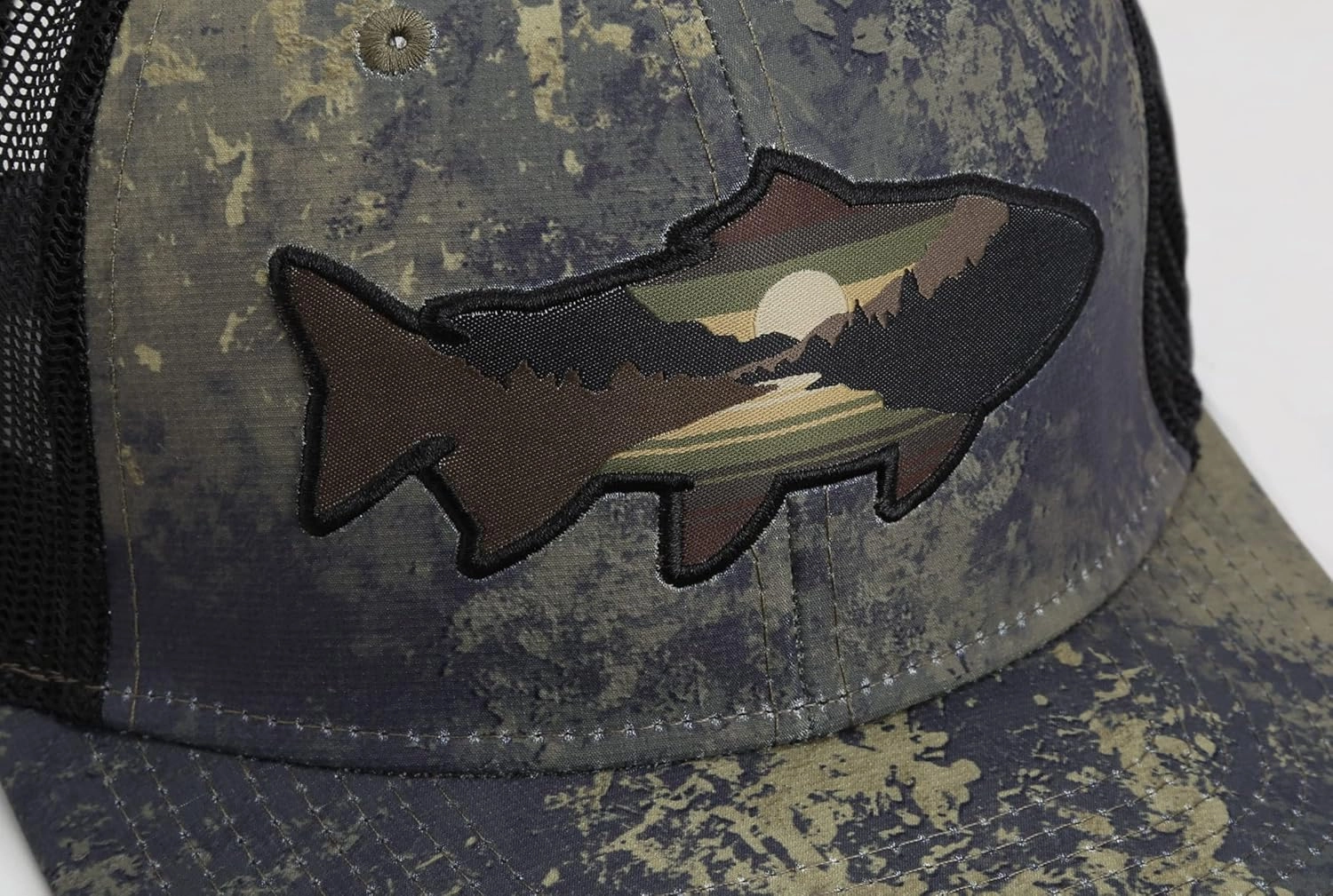 Paramount Outdoors Sunset Trout Fishing Hat Mountain Fish Silhouette Performance Outdoor Hat with Comfort Snapback