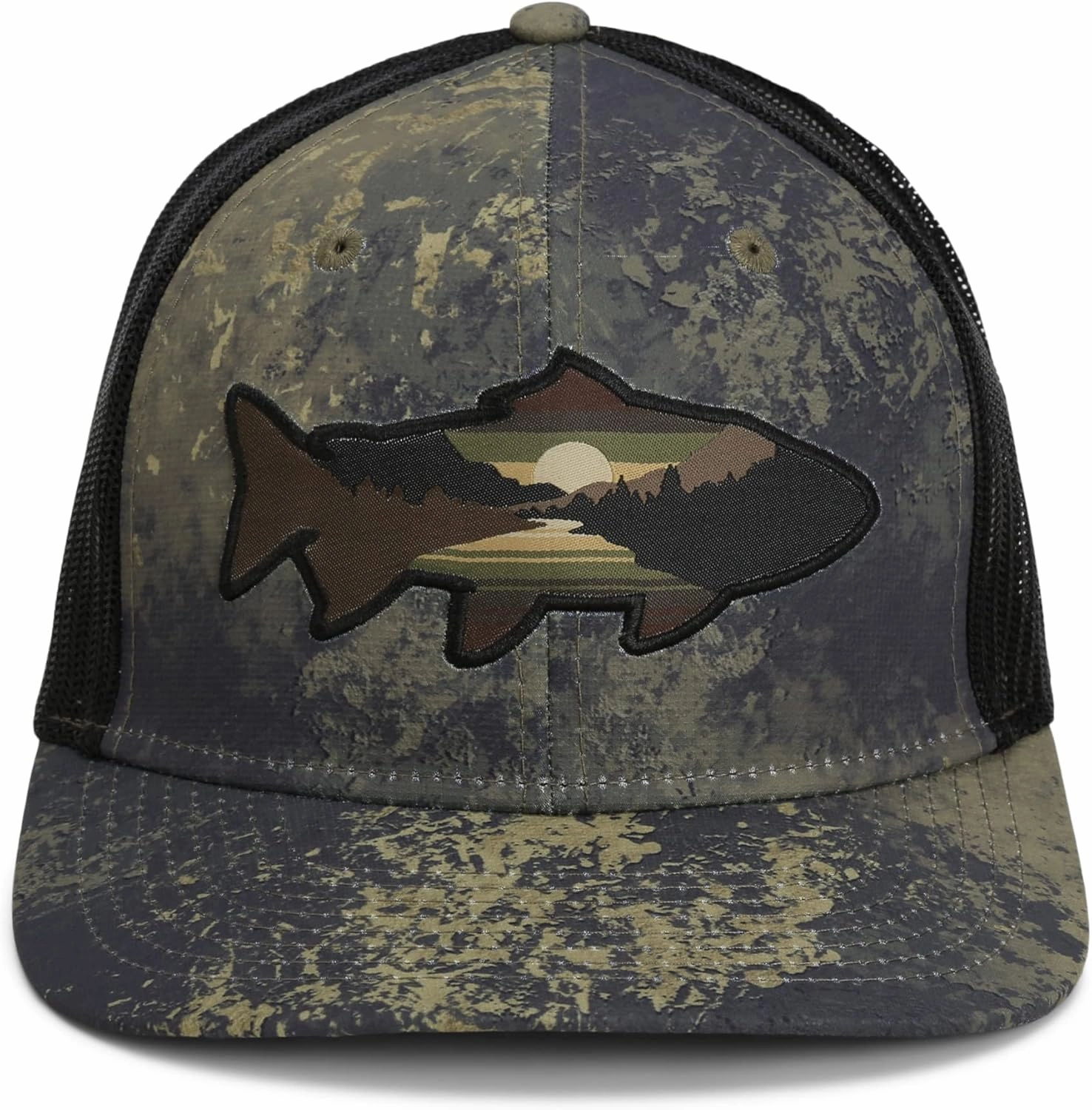 Paramount Outdoors Sunset Trout Fishing Hat Mountain Fish Silhouette Performance Outdoor Hat with Comfort Snapback