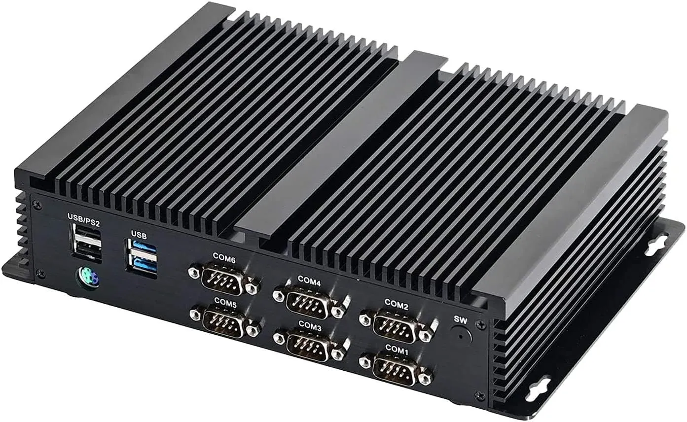 PARTAKER Fanless Mini PC, Industrial Computer, Desktop Computer with Core I7 10510U CPU, 32GB RAM 1TB SSD, 2xNICs, 4xUSB 3.0, 6xCOM RS232, HD Port, Aluminum Body