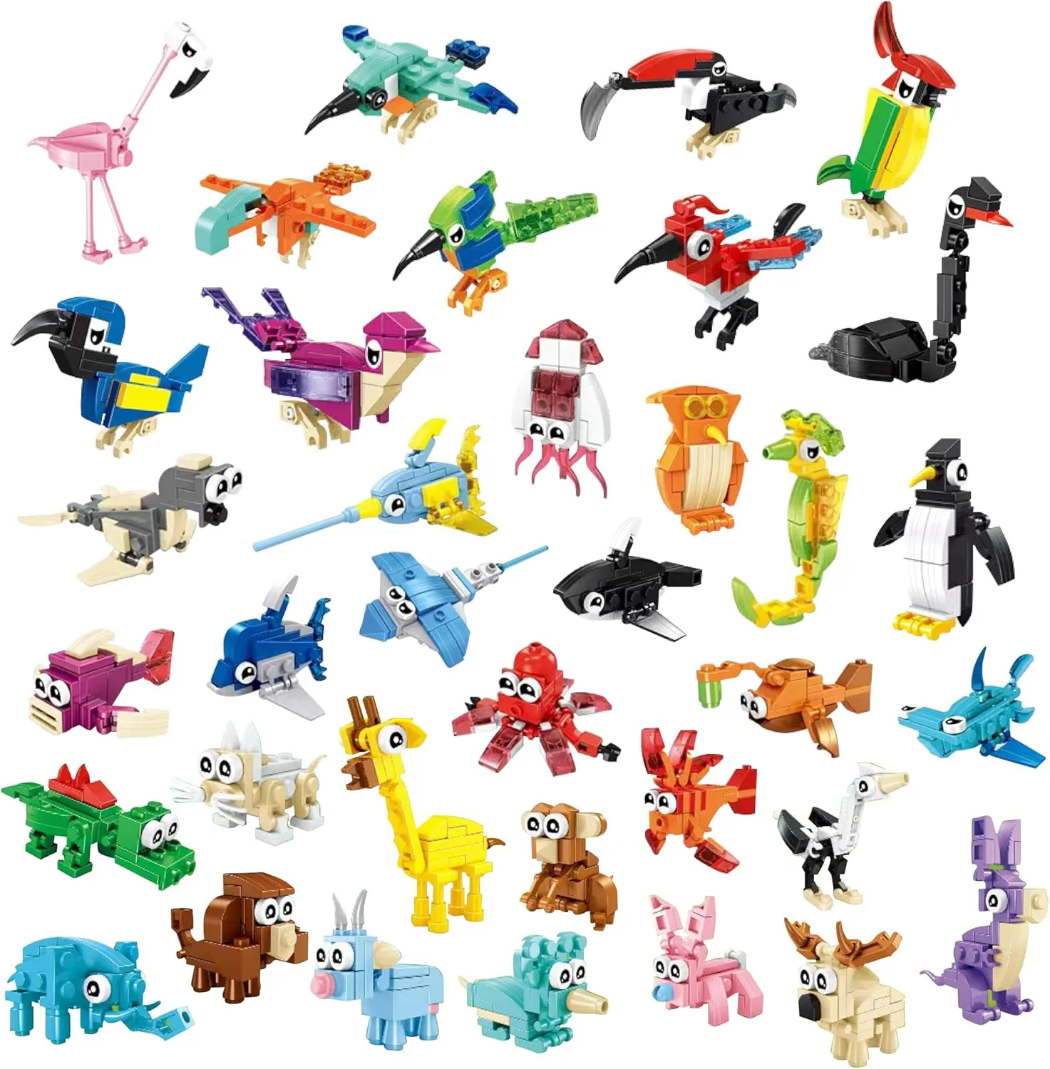 Party Favors - (36-Pack) 108 Kinds of Mini Animals Building Blocks Toy Classroom Prizes Goodie Bags,Kids Party Favors 8-12, Bulk Birthday Back to School Student Gifts for Boys Prize Box Toy