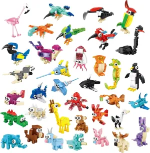 Party Favors - (36-Pack) 108 Kinds of Mini Animals Building Blocks Toy Classroom Prizes Goodie Bags,Kids Party Favors 8-12, Bulk Birthday Back to School Student Gifts for Boys Prize Box Toy