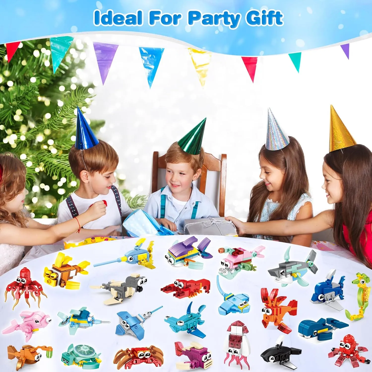 Party Favors for Kids Building Set, 24 Pack Animals Building Blocks Toy, Classroom Prizes Goodie Bag Stuffers, Christmas Day Easter Birthday Gift for Boys Girls Ages 6-12 