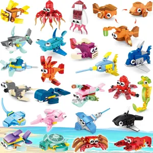 Party Favors for Kids Building Set, 24 Pack Animals Building Blocks Toy, Classroom Prizes Goodie Bag Stuffers, Christmas Day Easter Birthday Gift for Boys Girls Ages 6-12 