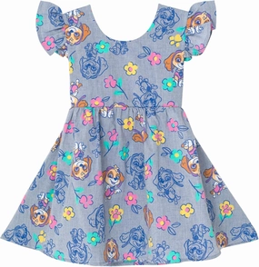 Paw Patrol Skye Floral Girls Chambray Skater Dress Toddler to Little Kid