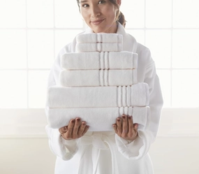 Peacock Alley Chelsea Luxury Towels - Zero Twist Technology - 100% Long Staple Cotton Fluffy Lightweight - 6 Piece Set, Ivory