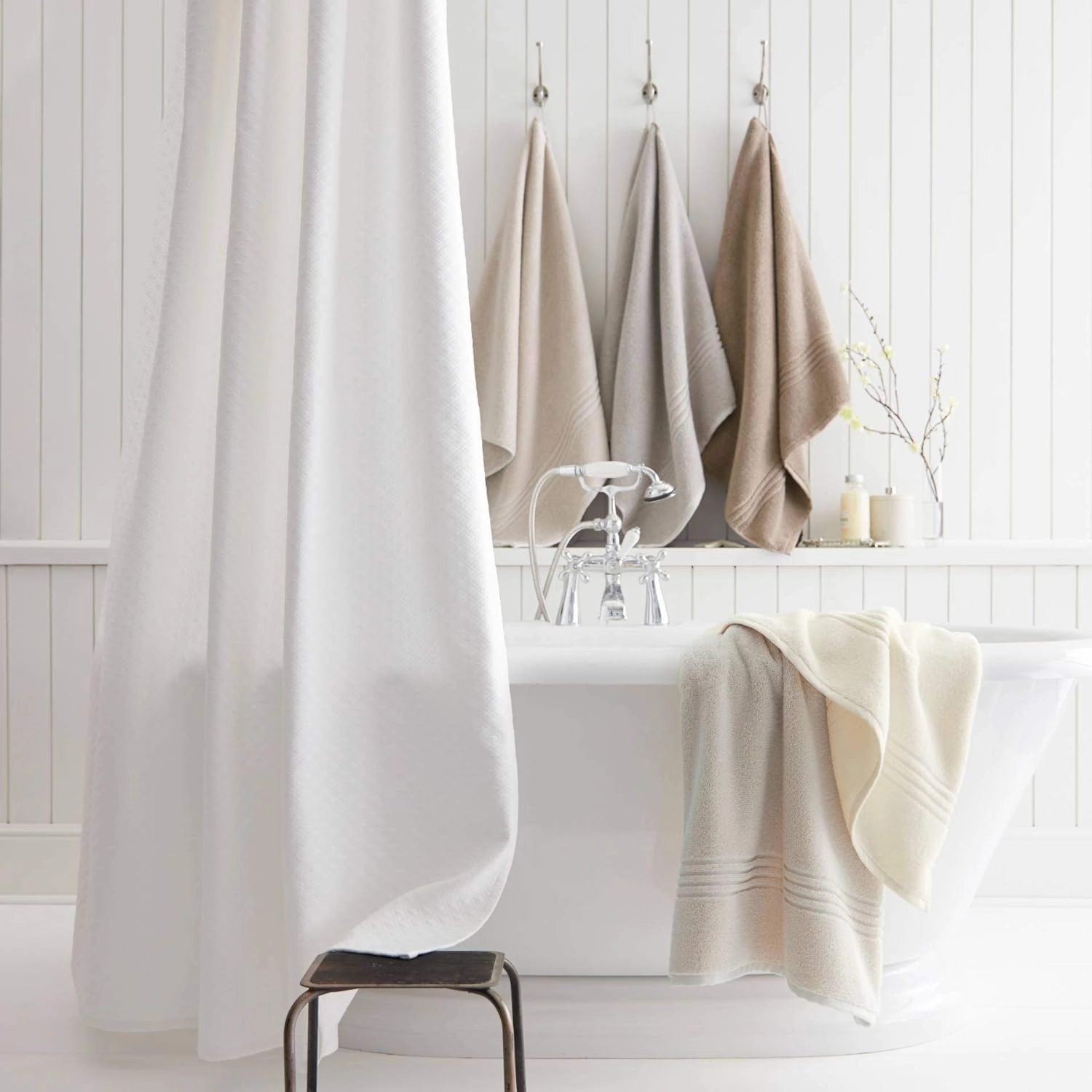 Peacock Alley Chelsea Luxury Towels - Zero Twist Technology - 100% Long Staple Cotton Fluffy Lightweight - 6 Piece Set, Ivory
