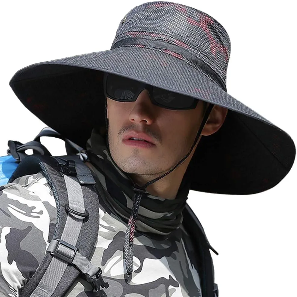Peicees Super Wide Brim Sun Hat UPF 50  UV Waterproof Fishing Hat for Men Women