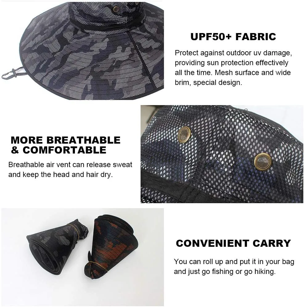 Peicees Super Wide Brim Sun Hat UPF 50  UV Waterproof Fishing Hat for Men Women