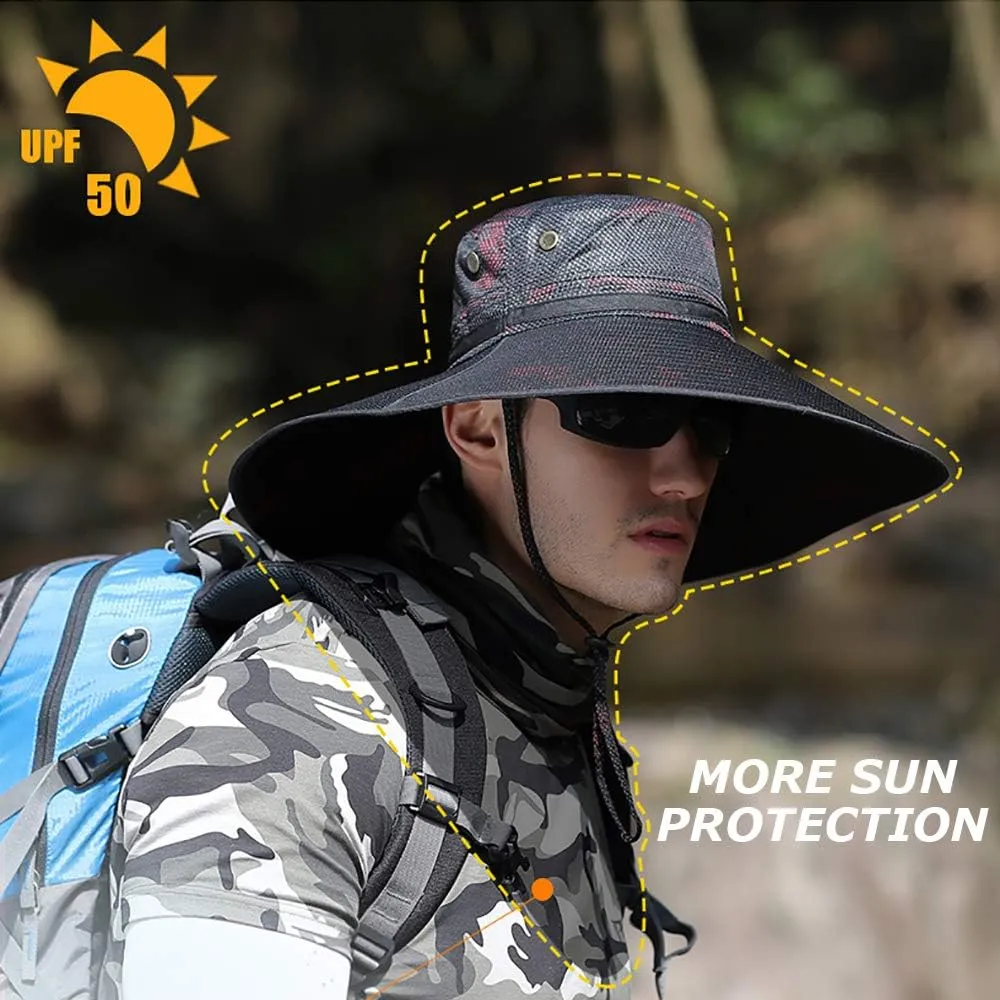 Peicees Super Wide Brim Sun Hat UPF 50  UV Waterproof Fishing Hat for Men Women