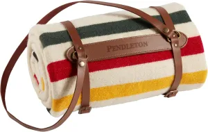 Pendleton National Park Throw with Leather Carrier 54" x 72" - Premium Wool Throw, Iconic Stripes, Durable Blanket for Home & Outdoor Adventures - Glacier