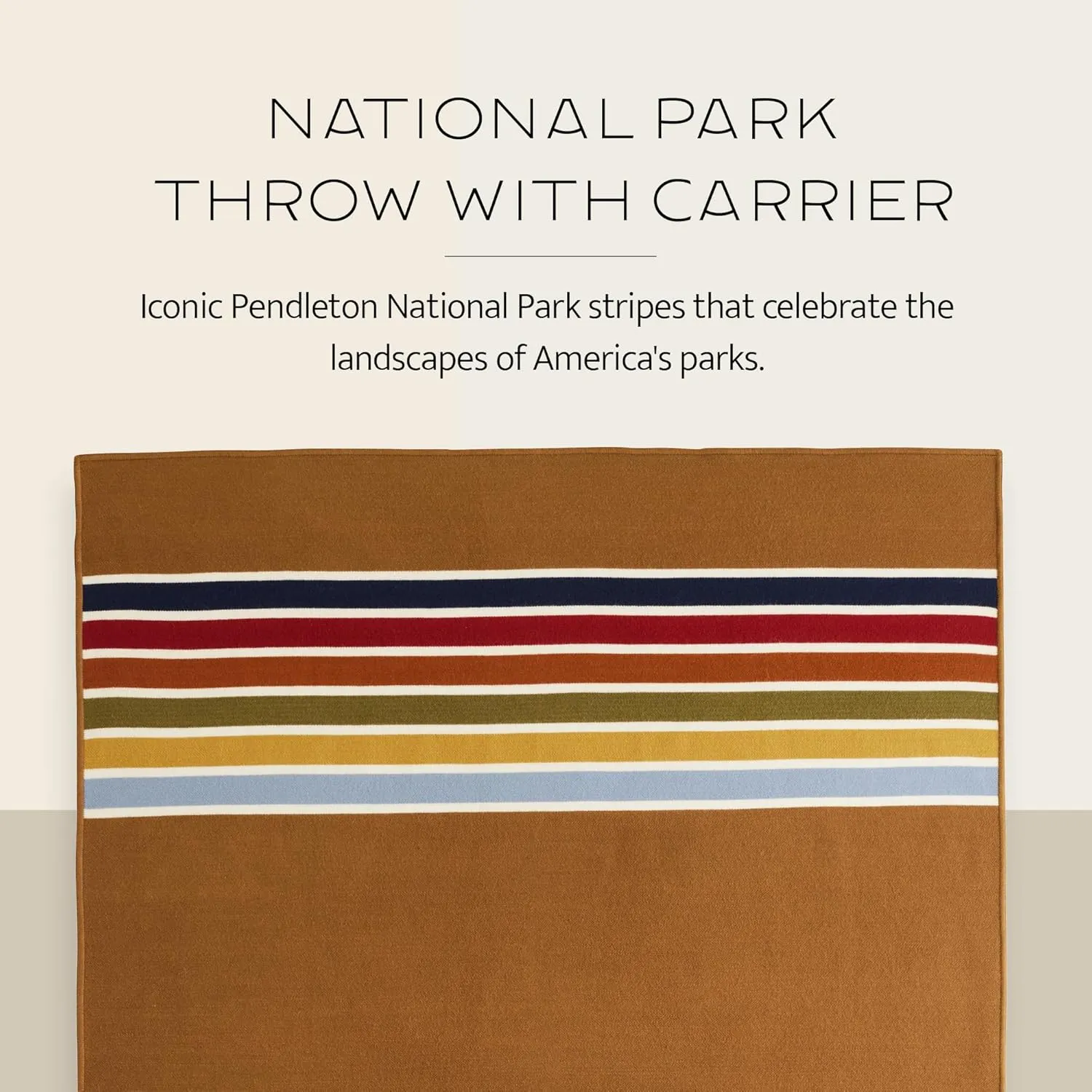 Pendleton National Park Throw with Leather Carrier 54" x 72" - Premium Wool Throw, Iconic Stripes, Durable Blanket for Home & Outdoor Adventures - Glacier