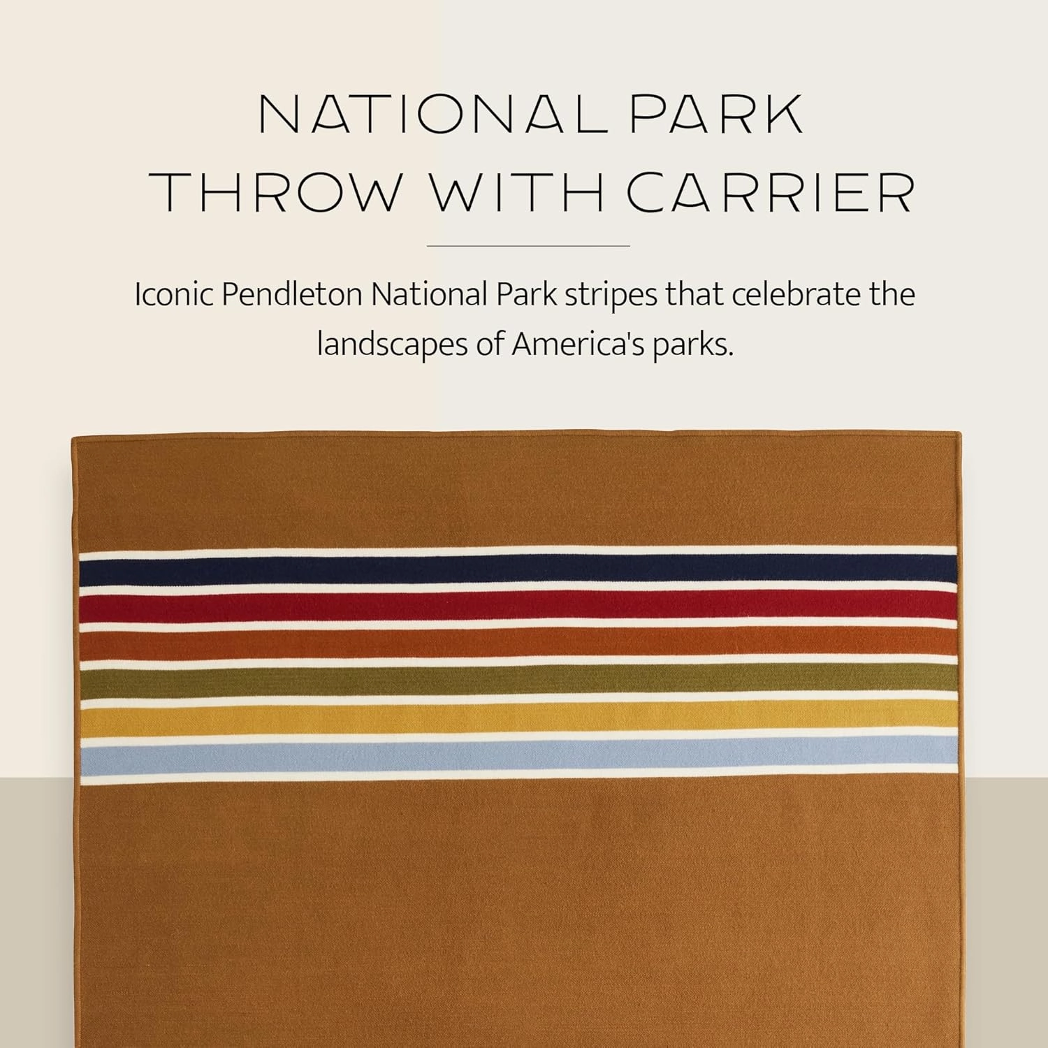 Pendleton National Park Throw with Leather Carrier 54" x 72" - Premium Wool Throw, Iconic Stripes, Durable Blanket for Home & Outdoor Adventures - Grand Canyon Navy