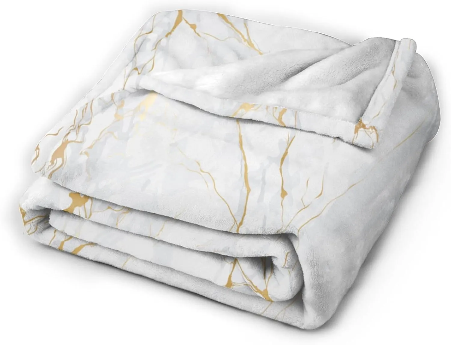 Perinsto White Marble Print Throw Blanket Ultra Soft Warm All Season Marbling Texture Decorative Fleece Blankets for Bed Chair Car Sofa Couch Bedroom 60"X50"