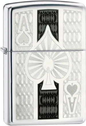 Personalized Zippo Ace of Spades Classic Oil Windproof Lighter Free Engraving - Christmas, Halloween & Valentines Day Gift (BC Chrome)