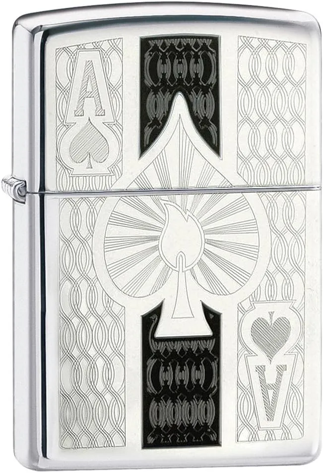 Personalized Zippo Ace of Spades Classic Oil Windproof Lighter Free Engraving - Christmas, Halloween & Valentines Day Gift (BC Chrome)