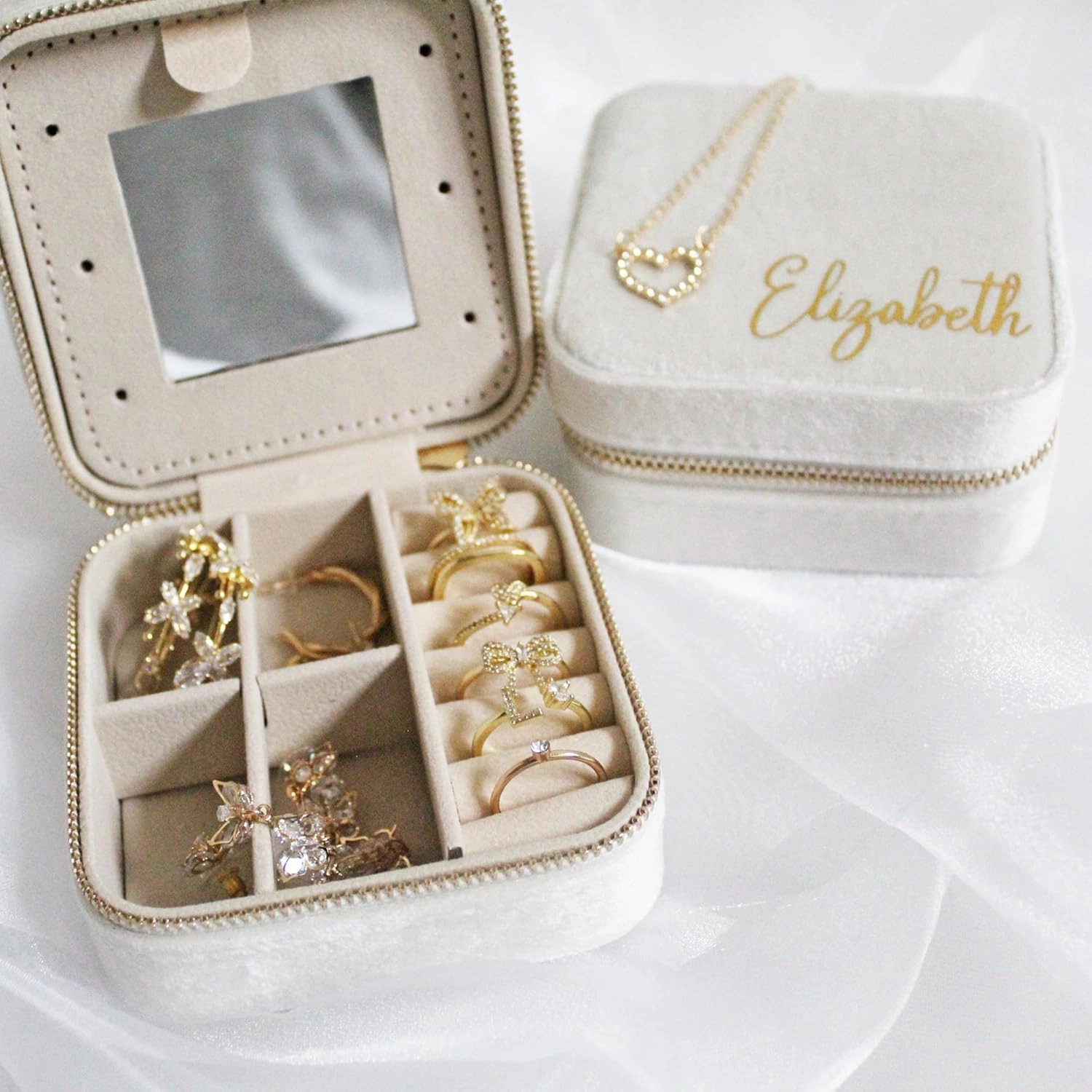 Personalized Bridesmaid Proposal Gifts, Bridesmaid Box Set with Custom Fluffy Slippers, Satin Robe, Velvet Jewerly Box & Frosted Glass Tumbler, Maid of Honor Gifts (Deluxe Box)