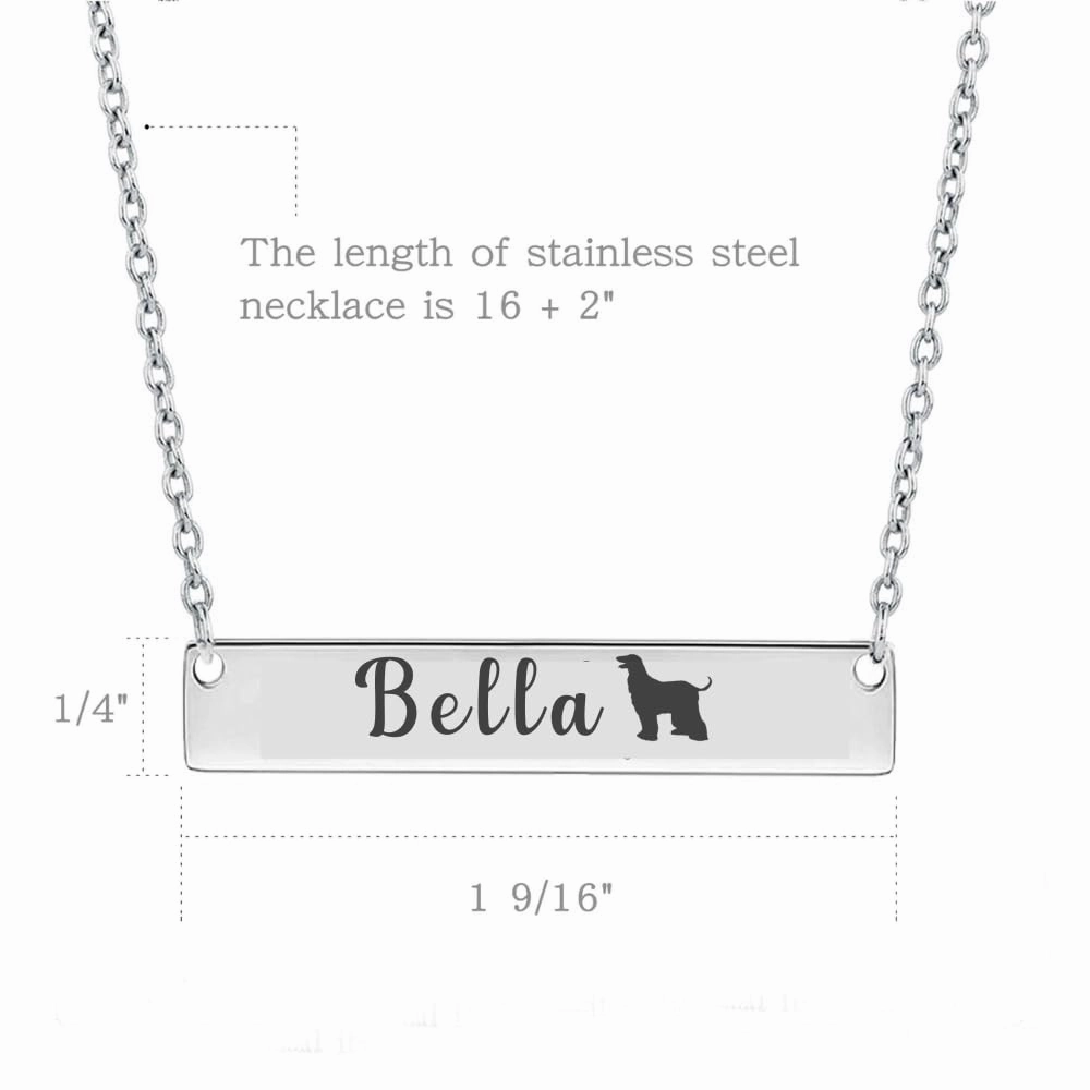 Personalized Necklace, Gift, Custom Engraved Dog Bar Necklace, Memorial Keepsake for Dog Mom, Dog Lover Gift, Pet Name Necklace (Boston Terrier)