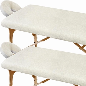 Peryiter 2 Set Deluxe Fleece Massage Table Pad Set Deluxe Extra Comfortable Soft Massage Table Cover 31 W x 72 L Fully Wrap Thick Sheets Sets Face Rest Cover