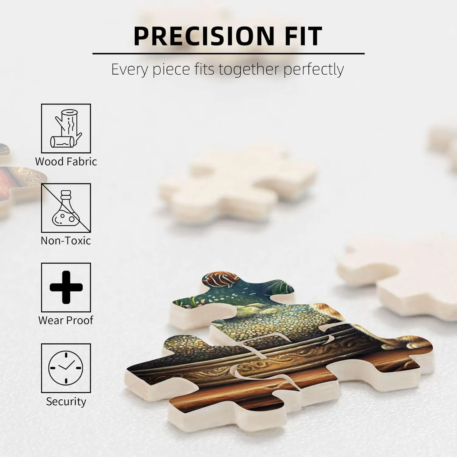 Pet Jigsaw Puzzle 500 Pieces, Cat in Front of Fish Tank, Wooden Puzzles for Adults, Vibrant and Unique, Creative Entertainment Game, Challenging Brain Exercise, Stress Relief