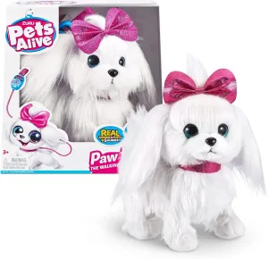 Pets Alive Lil' Paw The Walking Puppy by ZURU Interactive Dog That Walk, Waggle, and Barks, Interactive Plush Pet, Electronic Leash, Soft Toy for Kids and Girls