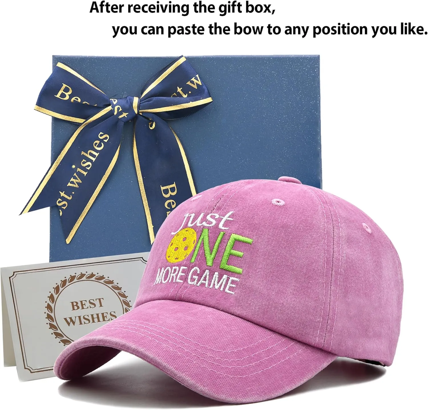 Pickleball Hat with Gift Box - Pickleball Gifts for Men Women - Washed Adjustable Embroidered Baseball Cap