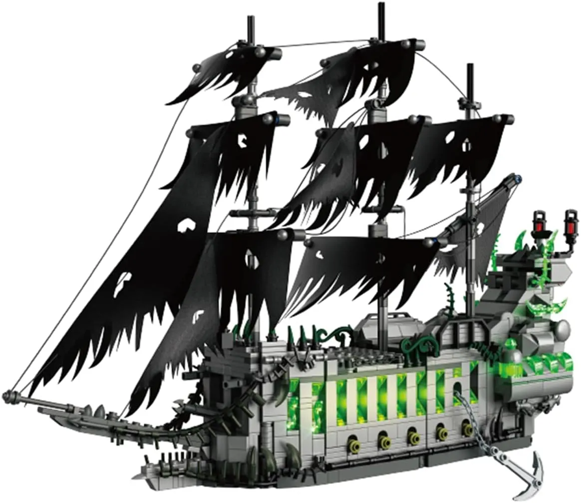 Pirate Ship Set Flying Dutchman Ghost Pirate Ship Mini Building Blocks Set（1573PCS） Building Set Model Toys Gifts for Kid and Adult，Interesting Gifts for Pirate Ship Enthusiasts