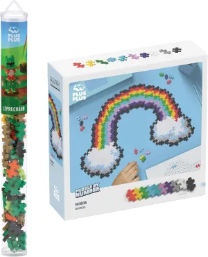 PLUS PLUS - St Patricks Day Building Toy, Interlocking Mini Blocks for Kids - 70 pc Leprechaun & 500 pc Rainbow Puzzle by Number