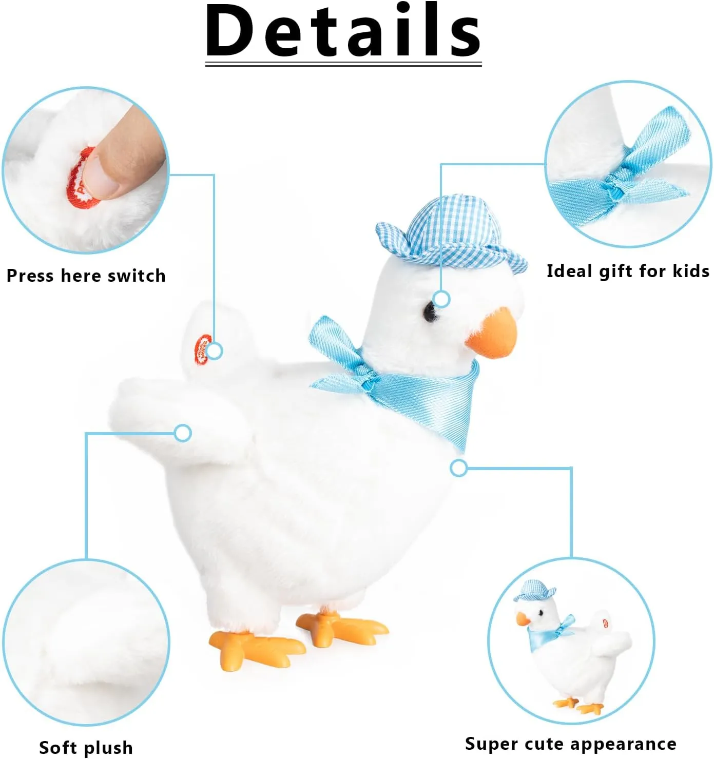 Plush Electric Stuffed Laying Egg Chicken Toy Doll with Sound Music Easter for Boys Girls