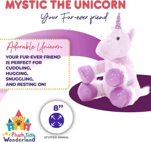 Plush Toys Wanderland Mystic The 8 inch Unicorn Stuffed Animal Soft Fantasy Toy Kawaii Cute Unicorn Plushie for Kids Toddlers Girls Boys Birthday Gift Cuddly Magical Creature Doll Rainbow Horn