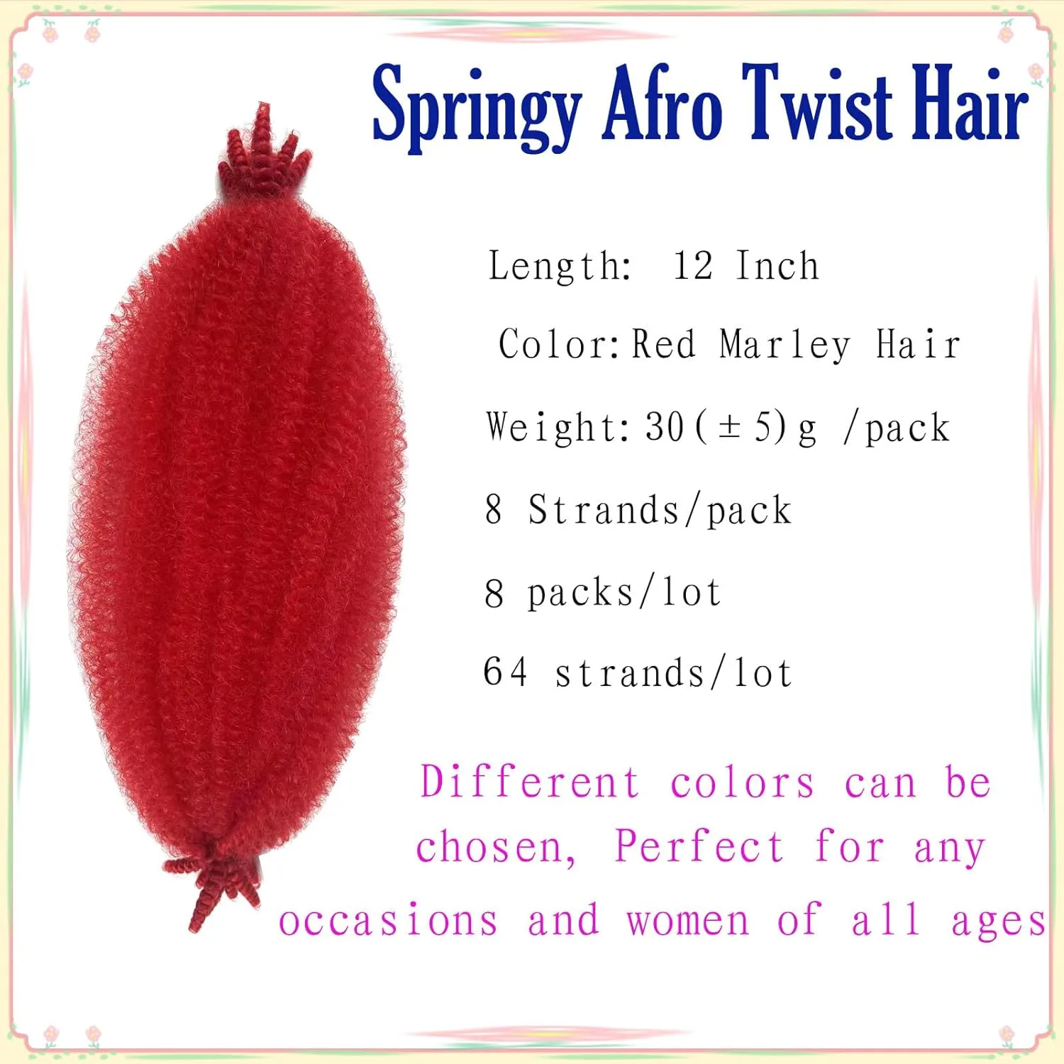 poetically Marley Twist Braiding hair,12'' Springy Afro Twist Hair,Red Cuban Twist Hair,Hair Spring Twist Hair for Soft Butterfly Locs Crochet Hair Extensions for Black Women(12'' (Pack of 8), Red)