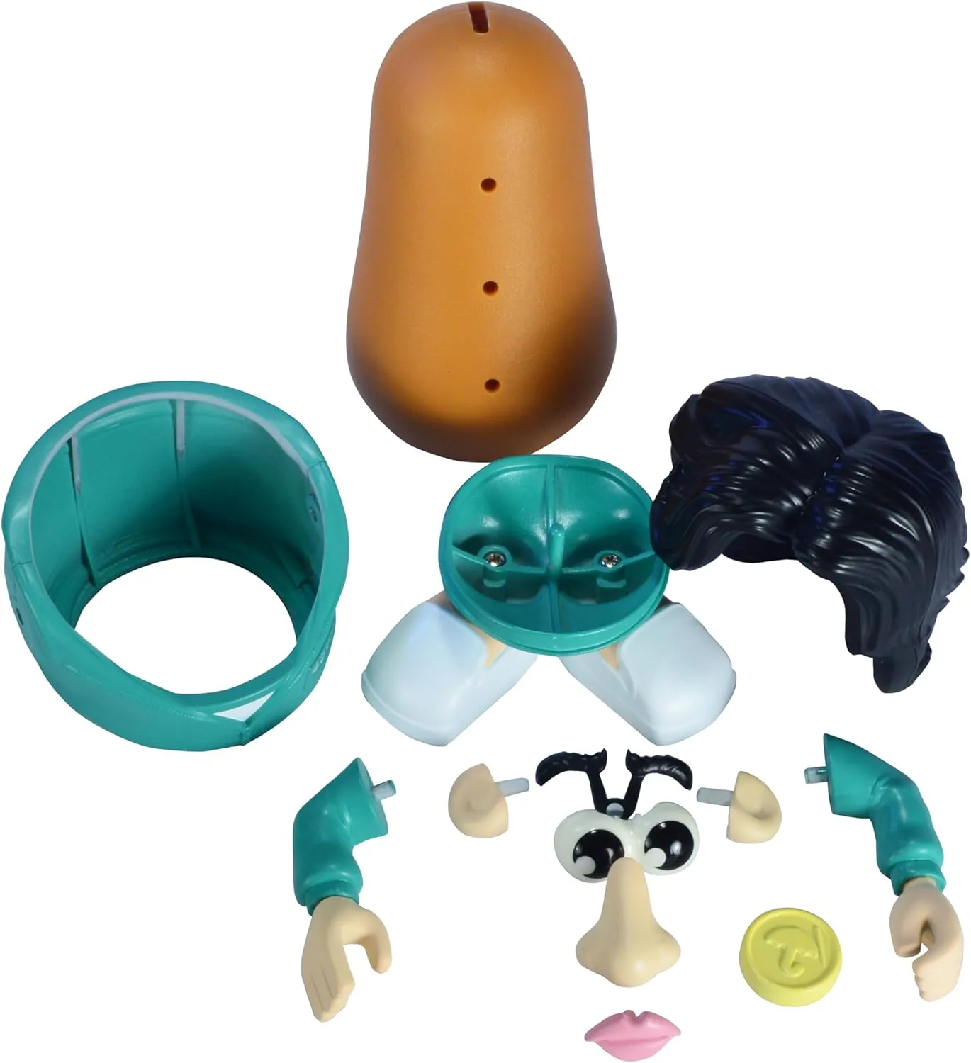 Poptaters Squid Game Netflix Includes either 11 (Young Hee/Robot Girl) or 13 (Player 456) removable, interchangeable facial and body parts including 1 Potato Head pc! Each figure sold separately