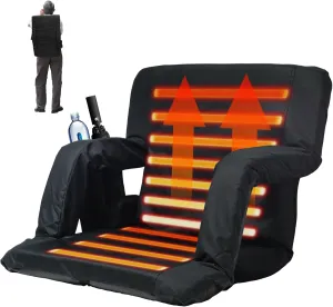 Portable Heated Stadium Seat Folding Design with Back Support, Adjustable Recline, Cup Holders and Easy Carry Straps