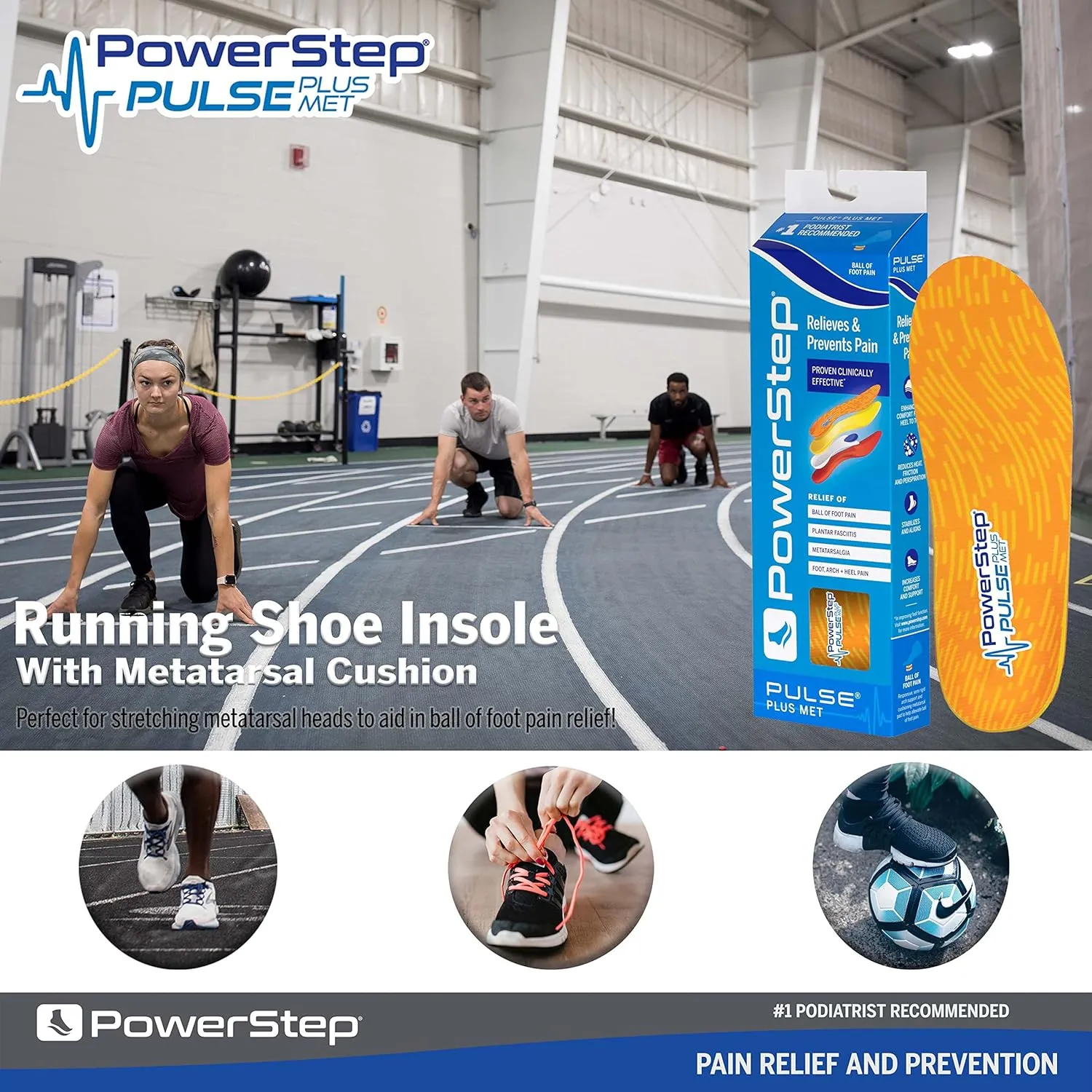 PowerStep Pulse Plus Ball of Foot Pain Relief Shoe Insoles - Running Shoe Orthotics for Metatarsal Foot Pain, and Morton's Neuroma Relief - Made in The USA (M 9-9.5, F 11-11.5)
