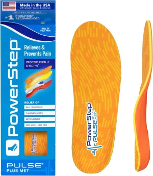 PowerStep Pulse Plus Ball of Foot Pain Relief Shoe Insoles - Running Shoe Orthotics for Metatarsal Foot Pain, and Morton's Neuroma Relief - Made in The USA (M 9-9.5, F 11-11.5)