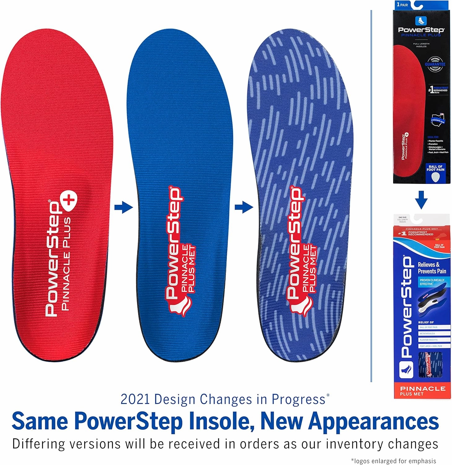 PowerStep Pinnacle Plus Ball of Foot Pain Relief Orthotics - Shoe Inserts for Metatarsalgia, Arch Support & Morton's Neuroma Pain Relief - Made in USA Insoles with Metatarsal Pad (M 6-6.5, F 8-8.5)
