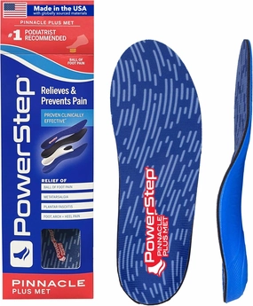 PowerStep Pinnacle Plus Ball of Foot Pain Relief Orthotics - Shoe Inserts for Metatarsalgia, Arch Support & Morton's Neuroma Pain Relief - Made in USA Insoles with Metatarsal Pad (M 6-6.5, F 8-8.5)