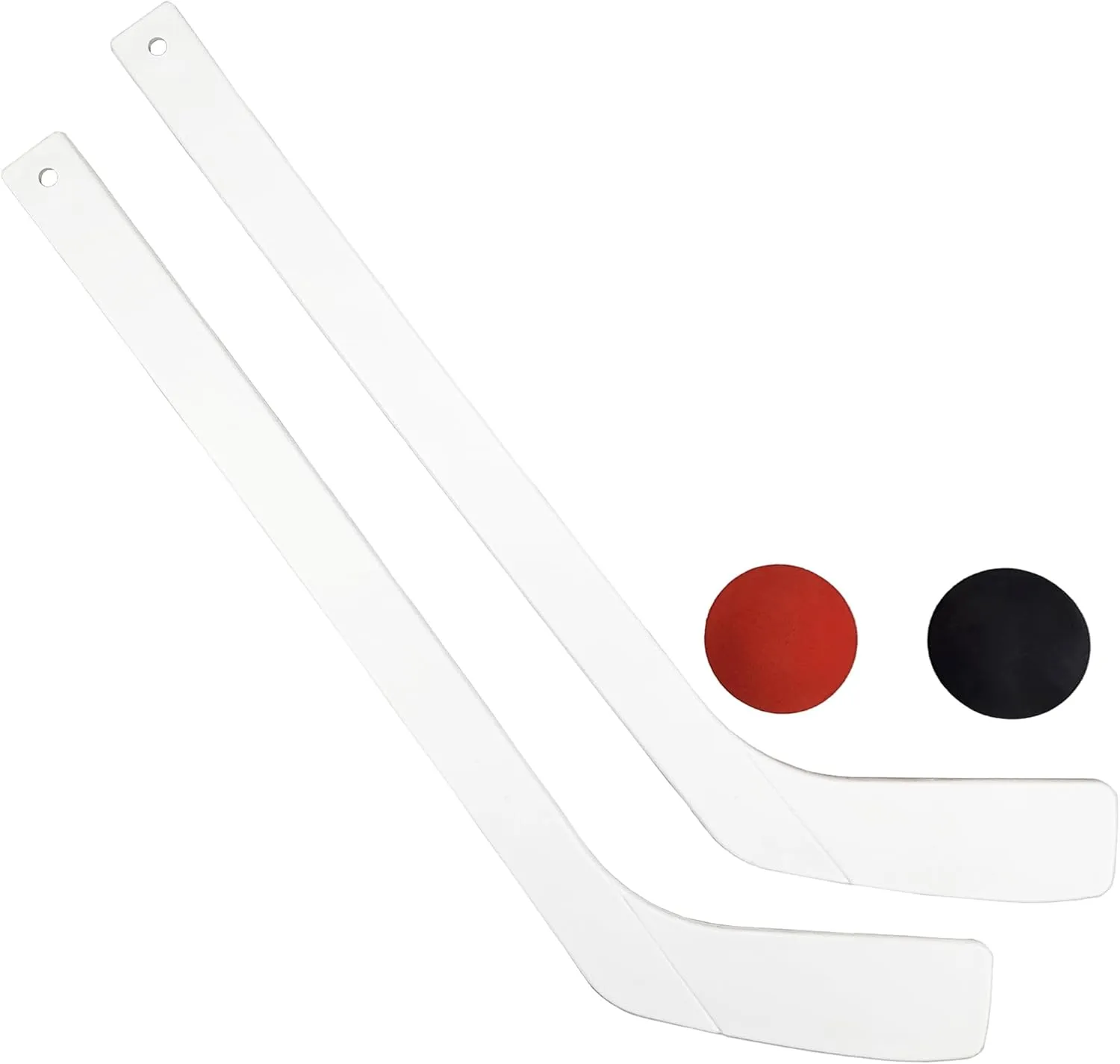PRISP 4-Piece Mini Hockey Set - 2 Mini Sticks & 2 Balls Knee Hockey Kit; Sports Gift for Indoors, Basement, Garage