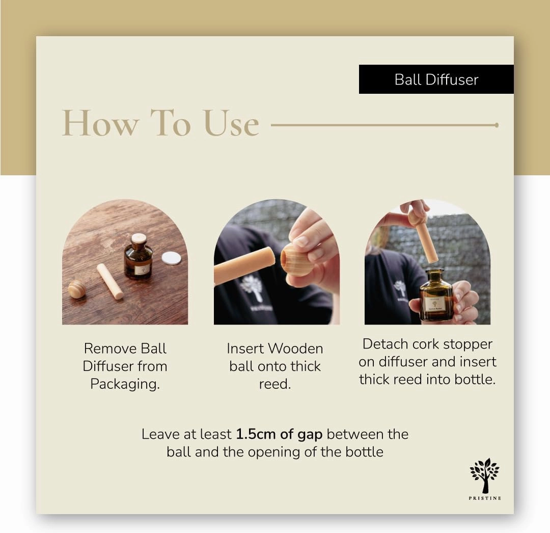 PRISTINE Himalayan Tea/Inspired by Westin Hotel Ball Diffuser for Wardrobe | Fresh Bergamot/White Tea Cabinet Air Freshener Diffusers, Mini Diffuser Decor | Air Freshener for Closets