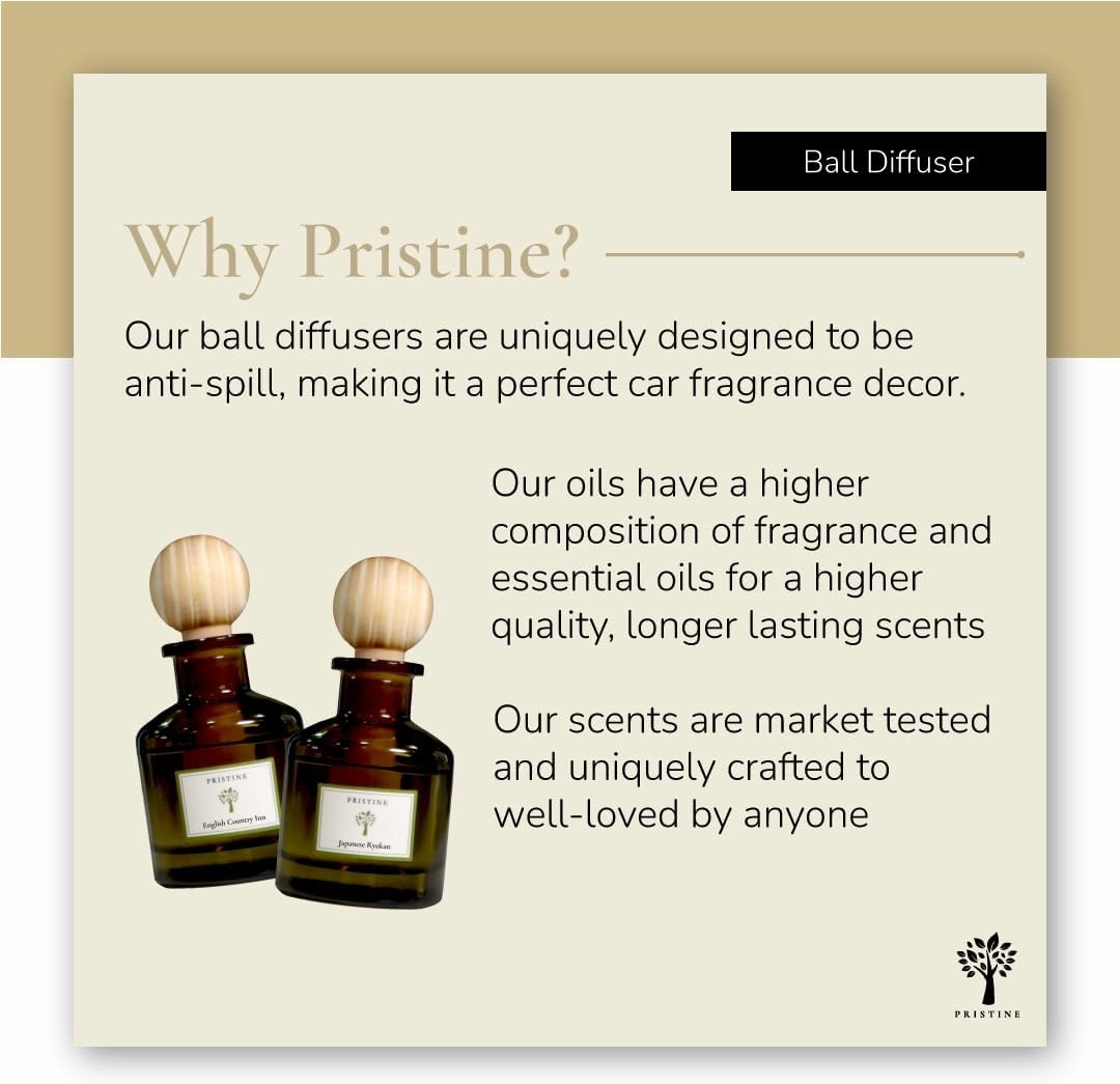 PRISTINE Himalayan Tea/Inspired by Westin Hotel Ball Diffuser for Wardrobe | Fresh Bergamot/White Tea Cabinet Air Freshener Diffusers, Mini Diffuser Decor | Air Freshener for Closets