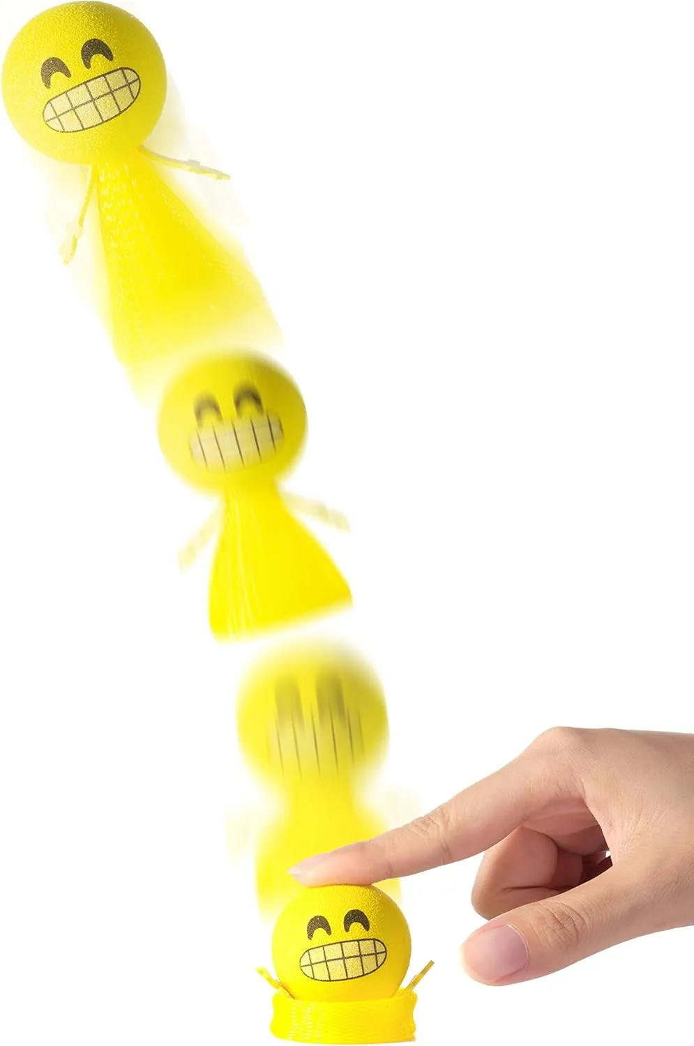 PROLOSO Jumping Popper Spring Launchers Bouncy Toy Balls 24 Pcs(Yellow Poppers)