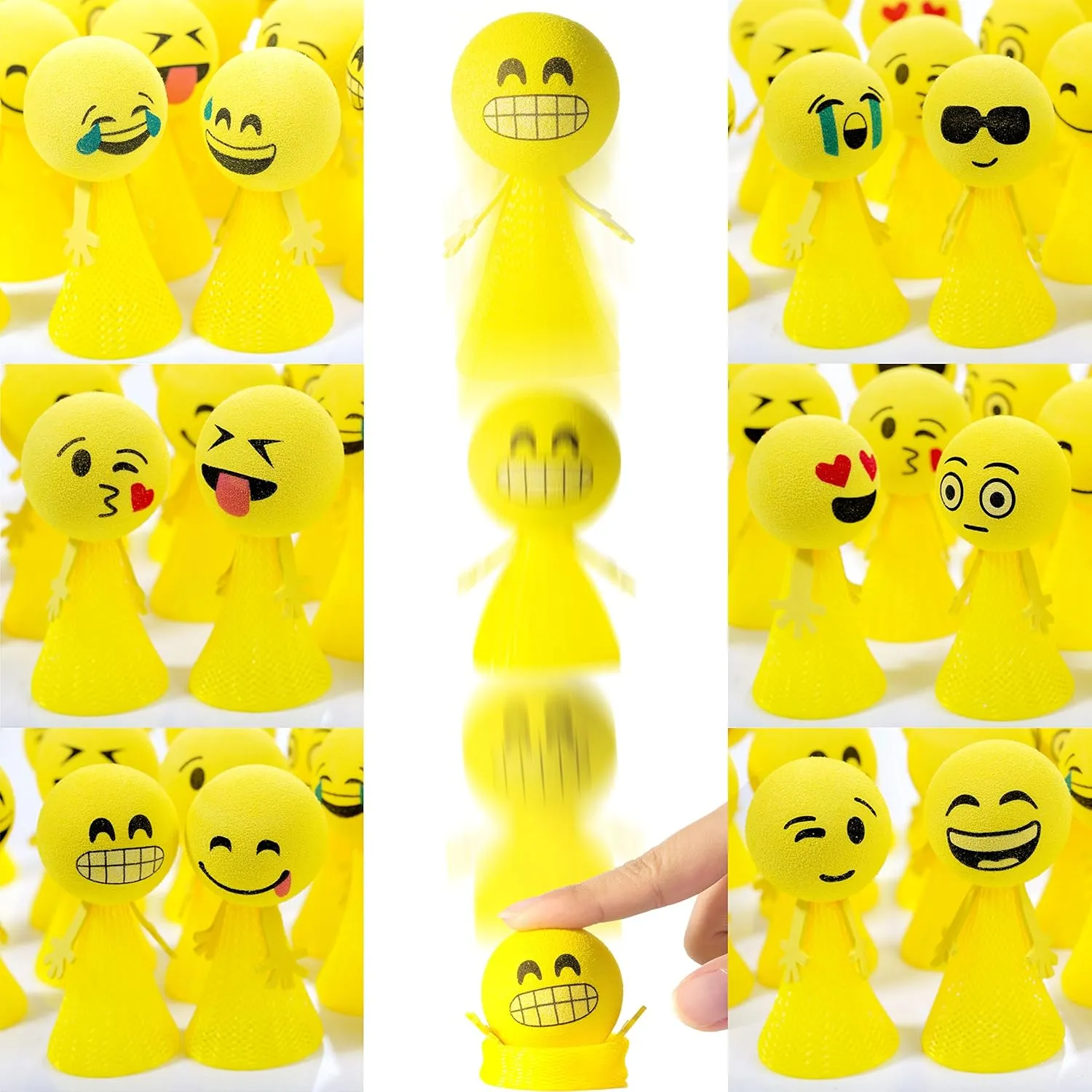 PROLOSO Jumping Popper Spring Launchers Bouncy Toy Balls 24 Pcs(Yellow Poppers)