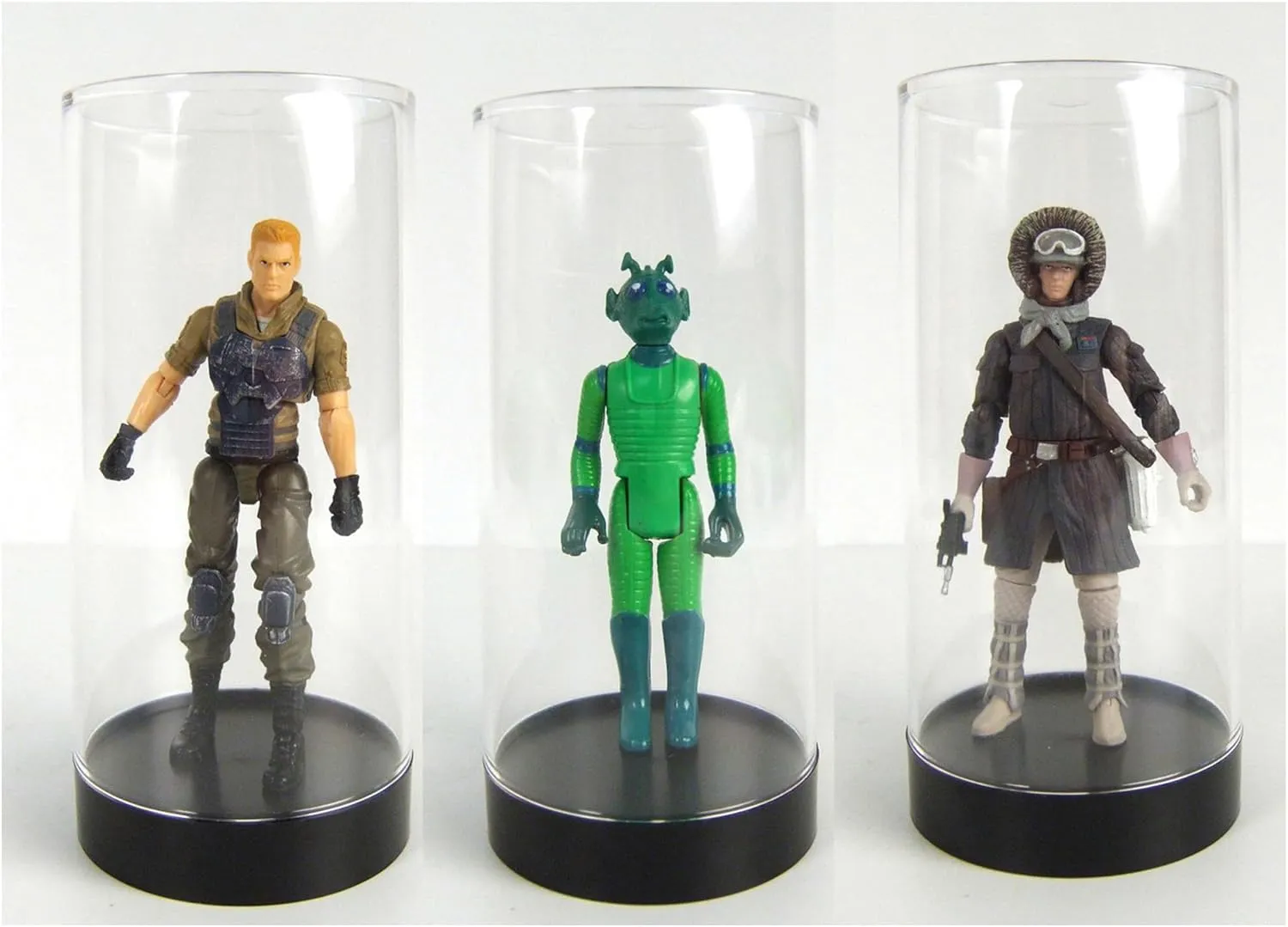 Protech CC-5 Round Storage / Display Acrylic Action Figure Display Case with Black Base, 2.25" W x 4.75" H x 2.25" D, 10-Pack