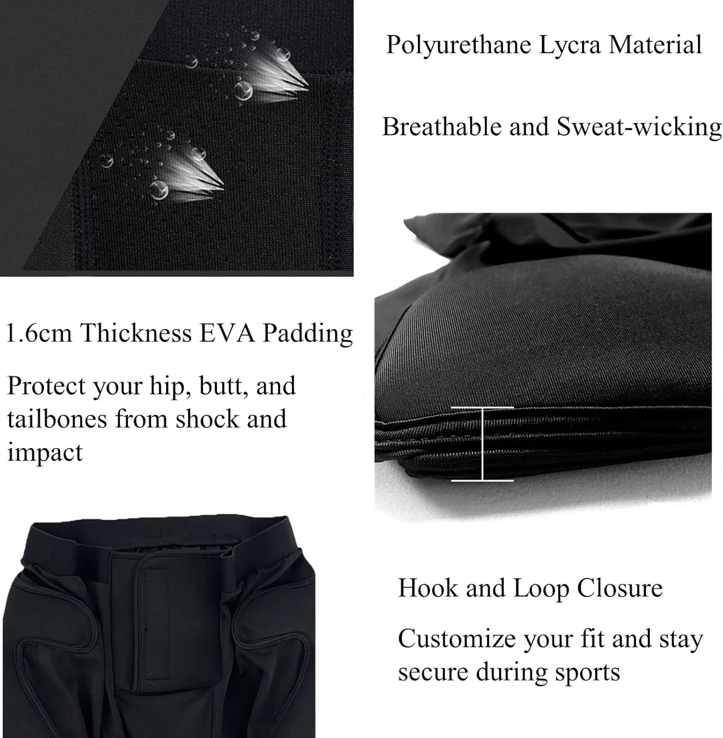 Protective Padded Shorts, Crash Pad Impact Gear for Snowboard, Skateboard, Skate, Skiing