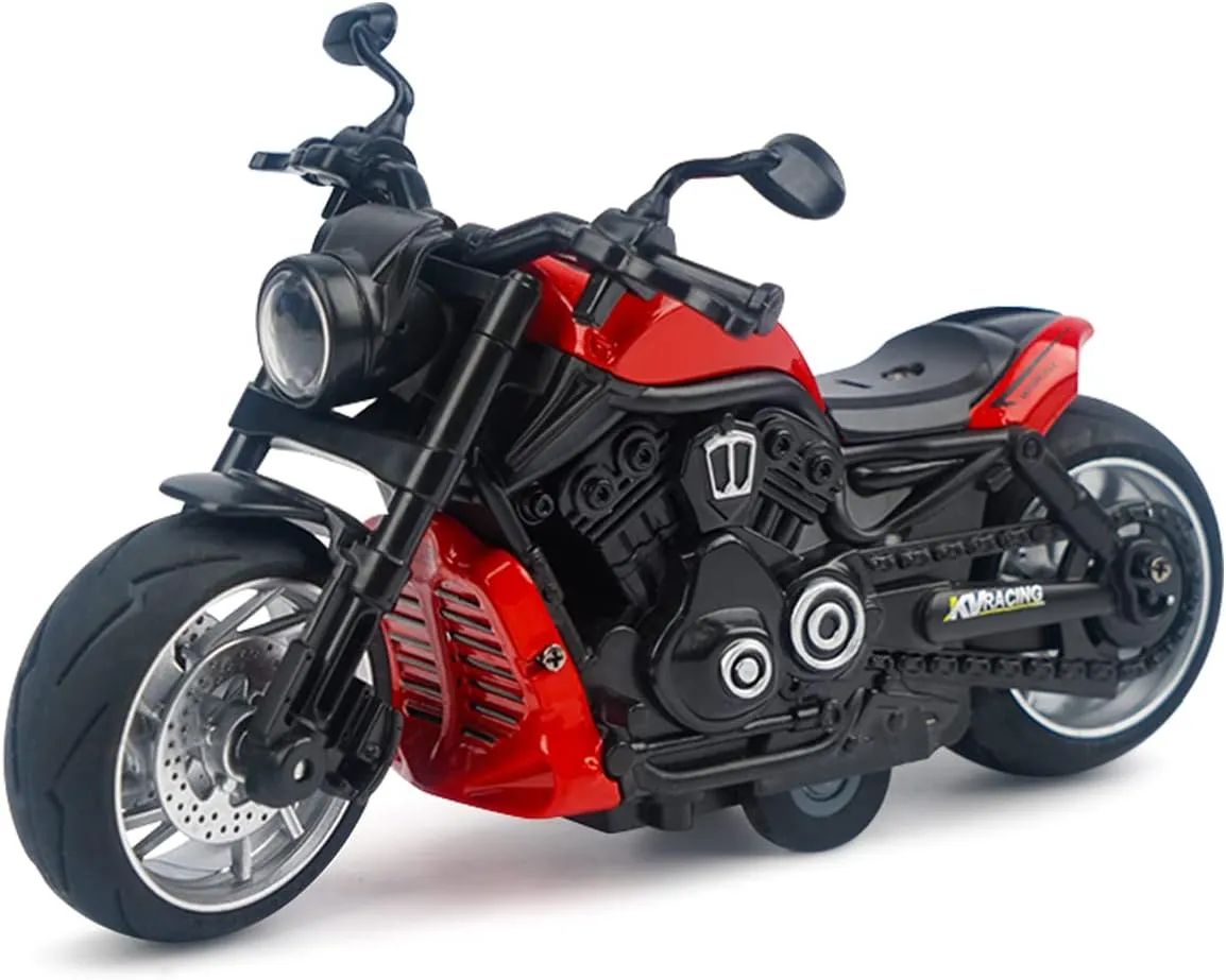 Pull Back Motorcycle Toys - Toy Motorcycle with Flashing Light up and Sounds for Aged 3  Kids Christmas Birthday Gifts. (Red)
