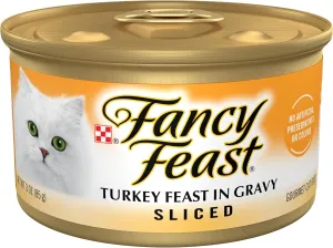 Purina Fancy Feast Sliced Turkey Feast Wet Cat Food in Gravy - (Pack of 24) 3 oz. Cans