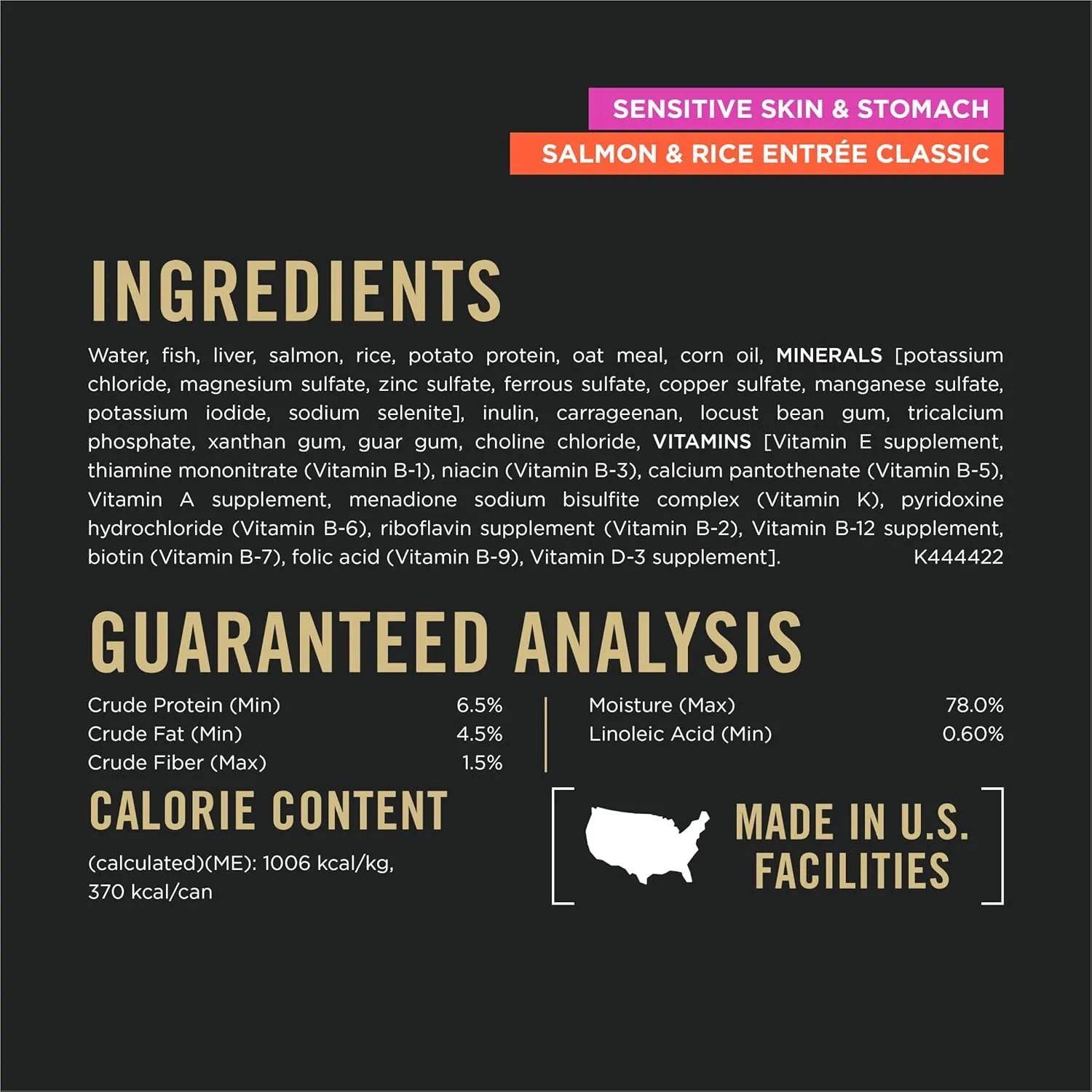 Purina Pro Plan Sensitive Skin and Stomach Dog Food Wet Classic Pate Salmon and Rice Entrée